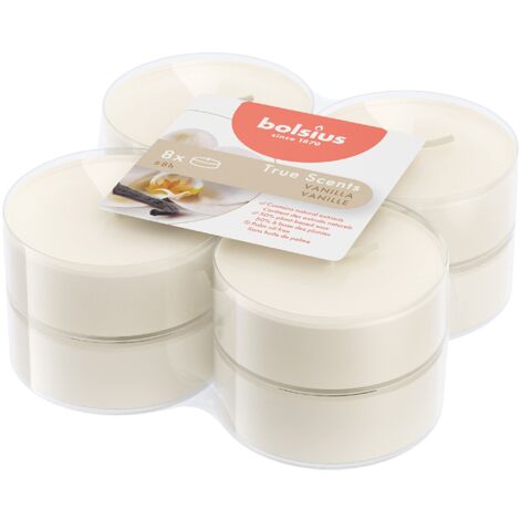 Candele profumate Bolsius Maxi Light 8 pezzi True Scents Vanilla