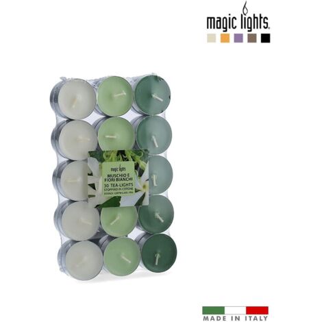 Candele Profumate Muschio-Fiori Bianchi 30 pz. Magic Light