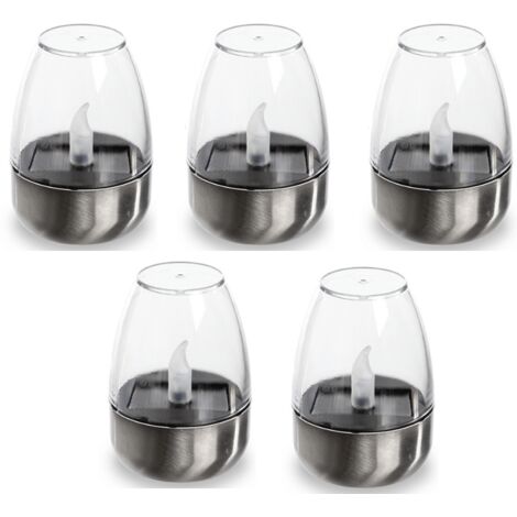Candele tealight solari Candele impermeabili per esterni, candeline tealight con luce calda dal tramonto all'alba per tavola, esterni, feste, giardino, decorazioni per matrimoni (colore: 5 pezzi)