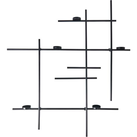 Candelero de pared con estructura de metal 60 cm negro Porto