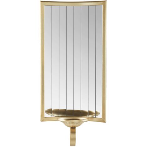 Candelerp de pared para 1 vela con espejo decoración minimalista dorado Sobreda