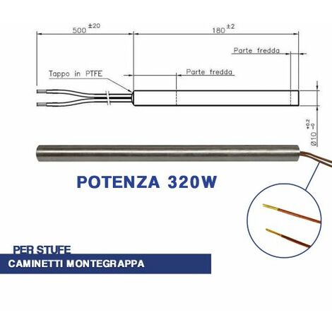 CANDELETTA ACCENSIONE STUFA PELLET RESISTENZA 250W DIAM 9.9 153mm 143mm SP  20