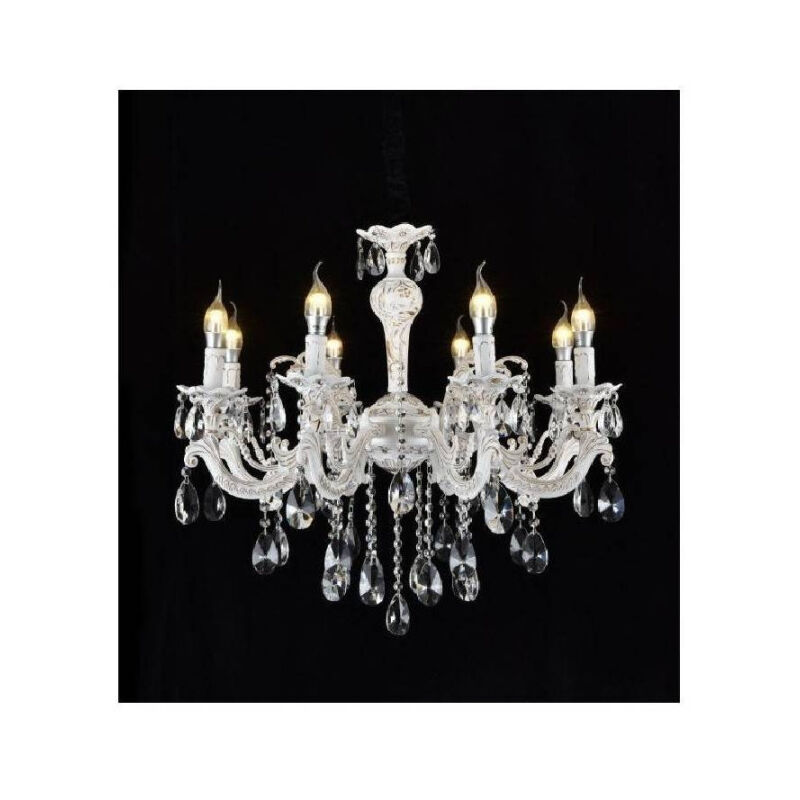 Trade Shop - Lampadario Soffitto Classico 8 Bracci Attacco E14 Vetro Effetto Cristallo A01-8 -