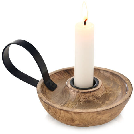 Candeliere decorativo in legno di mango con base in legno, pezzi.