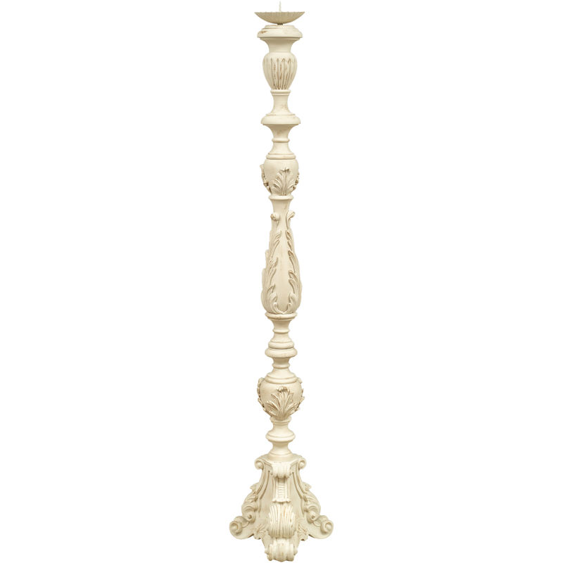 Candeliere legno 150x30x30 cm Portacandele legno Candelabro bianco Made in Italy Candelabri Shabby Candelabro da terra