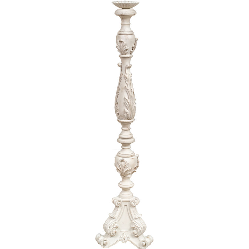 Candeliere legno 120x30x30 cm Portacandele legno Candelabro bianco Made in Italy Candelabri Shabby Candelabro da terra