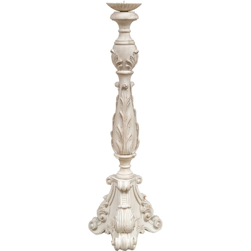 Candeliere legno 90x30x30 cm Portacandele legno Candelabro bianco Made in Italy Candelabri Shabby Candelabro da terra