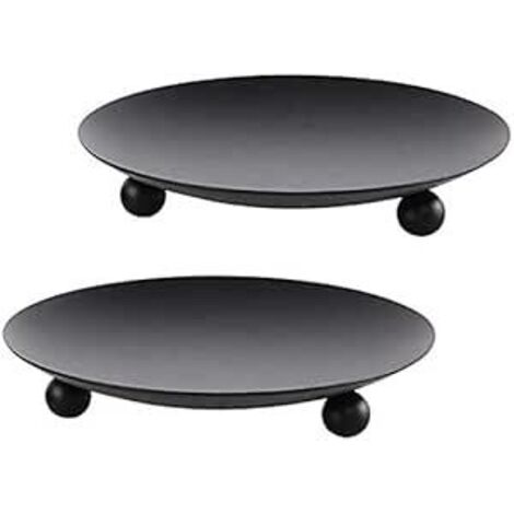 Candeliere, pezzi da 2 piatti portacandele in ferro, portacandele, decorativo, piatto portacandele in ferro, supporto per tavolo da pranzo e centrotavola per San Valentino (nero)