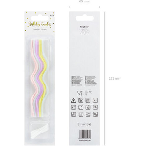 Candeline di compleanno intrecciate, miste, 14 cm (1 confezione / 8 pezzi)