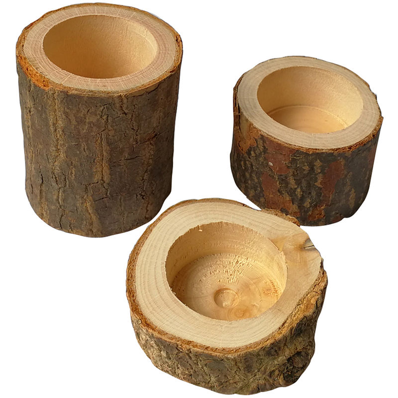 

Candelita vela Candelabro de madera, mini Tiesto, 3pcs