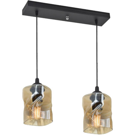 Candellux sospensione FELIS 2 luci E27 vetro ambra nera