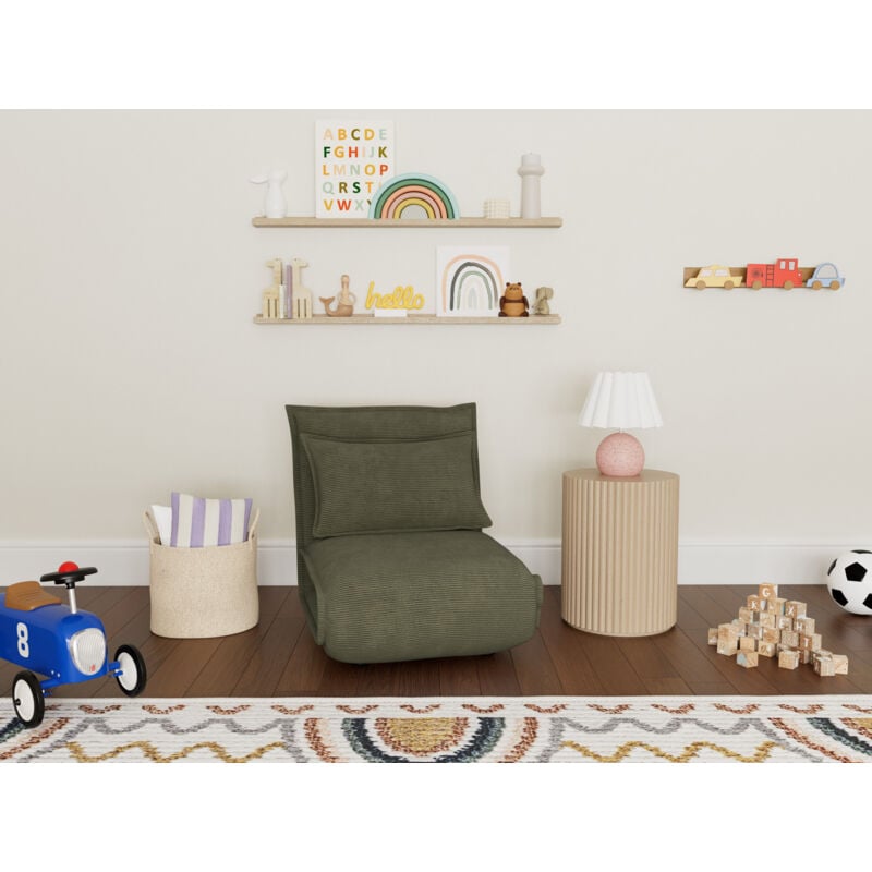 Bestmobilier - Candice - banquette 1 place convertible clic-clac en velours côtelé - vert