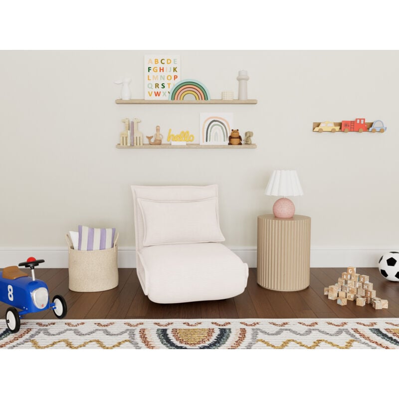 Bestmobilier - Candice - banquette 1 place convertible clic-clac en velours côtelé - beige