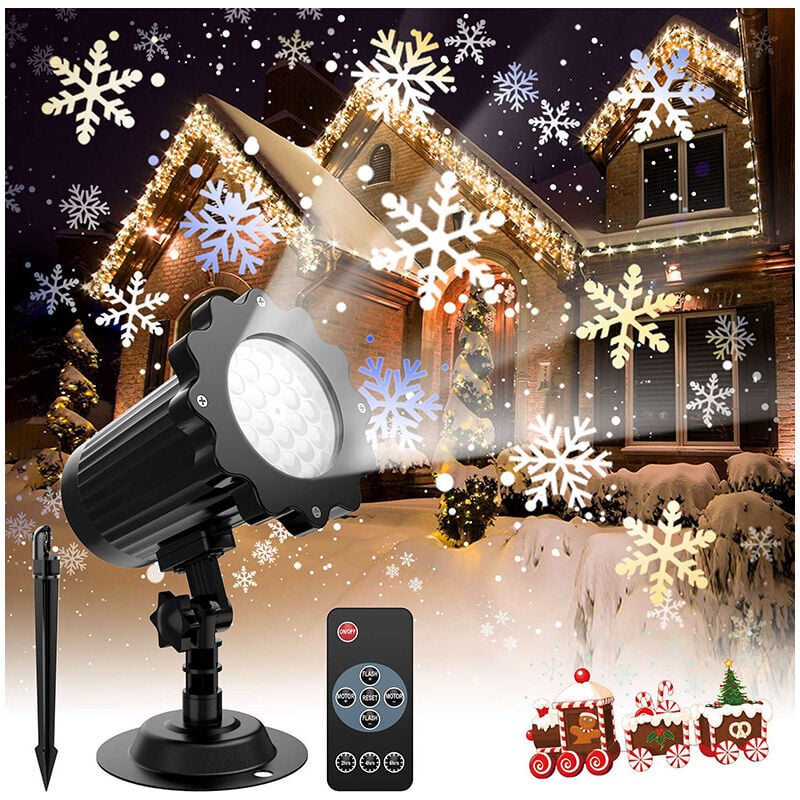 Ensoleille - Candle Flocon de neige Projecteur de Noël led IP65 Lumière de Projecteur Exterieur et Intérieur Décoration,Noël, Mariage