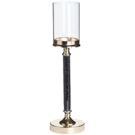 Candle Holder ABBEVILLE Glass 48 cm Black