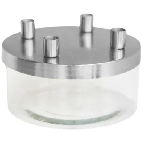 Candle Holder with Bowl - Metal/Glass - L20 x W20 x H9.5 cm - Silver/Glass