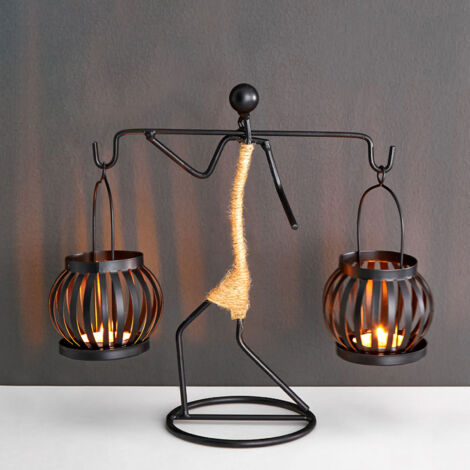 Candle Holder Wrought Iron Unique Shape Hemp Rope Artistic Candelabrum For Bar Decoration Dining Room Table D Type