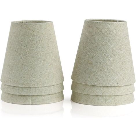 UGREAT Candle Lampshade Crystal Chandelier Wall Sconce Hanging Lamp Fabric Lampshade (Set of 6, Beige)