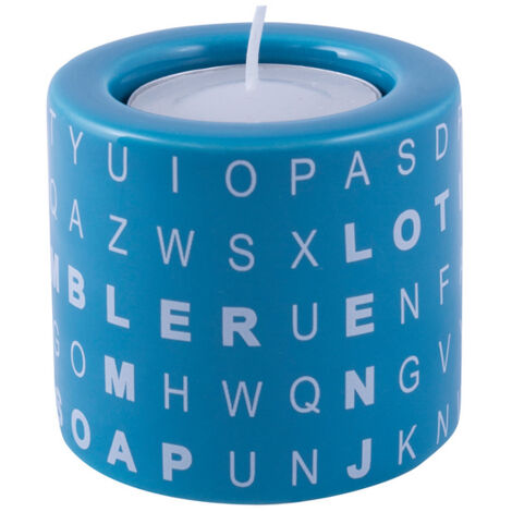 Candlestick AWD INTERIOR Enzo 1288 blaue Buchstaben Keramik