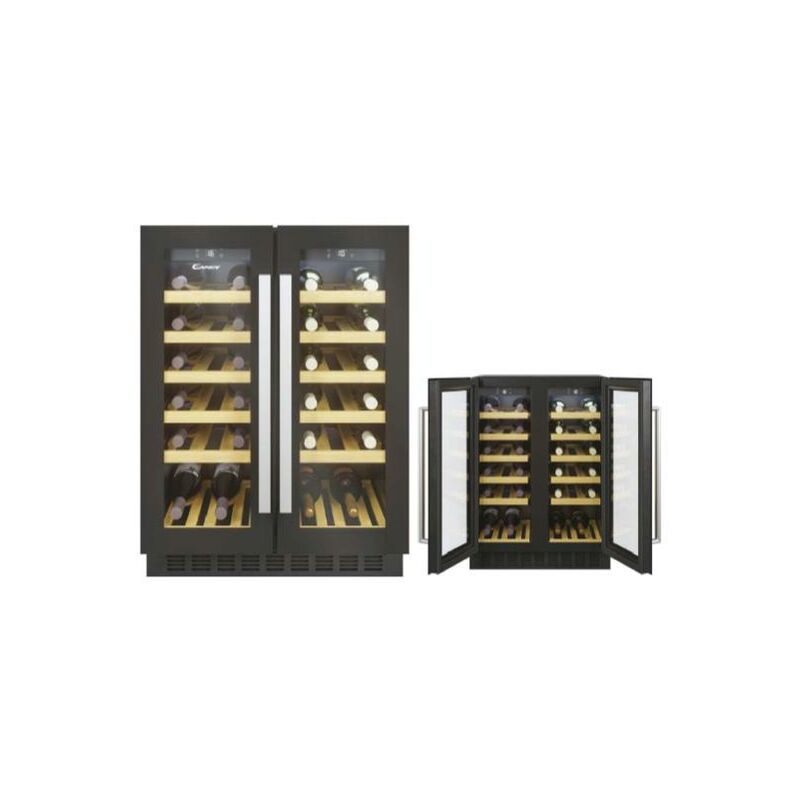 

Candy CCVB 60D/1 Vinoteca integrable, 38 botellas, Doble zona, Anti-UV, Compresor antivibraciones, Luz led interior, 39 dBA, Negro