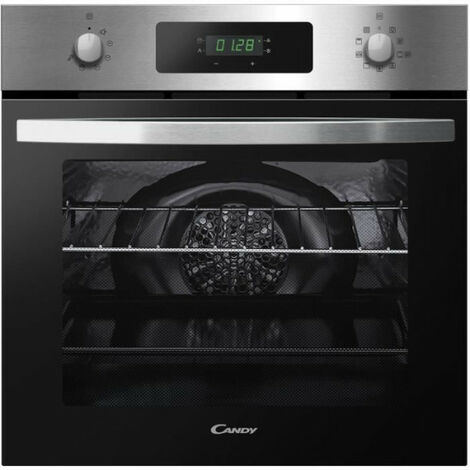 Candy – Four chaleur tournante pyrolyse 65L – Nettoyage facile – Inox et noir – Classe A – Design élégant