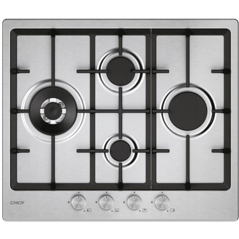 Candy Moderna CHG6D4WTX. Colore del prodotto: Acciaio inox, Posizionamento dell'apparecchio: Da incasso, Dimensione della larghezza del piano cottura: 59.5 cm. Tipo di controllo: Manopola, Posizion...
