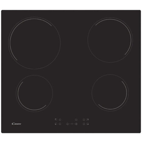 Candy – Plaque vitrocéramique 4 feux 6500W – Surface en verre facile à nettoyer – Encastrable – CC64CH