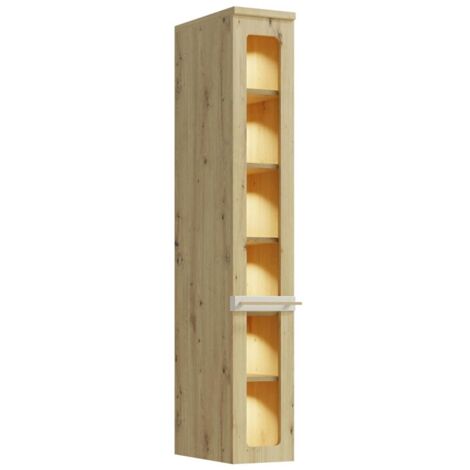 CANDY Vitrine avec LED 6 étages 25x153 cm en bois design moderne épuré Blanc cassé