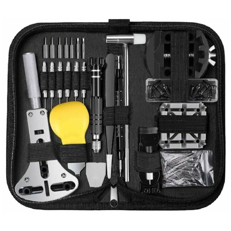 Ulisem - 153 pièces Outil de montre professionnel Taille réglable Ouvre-boîtier Tournevis Bracelet Changement de batterie Kit d'outils pour la