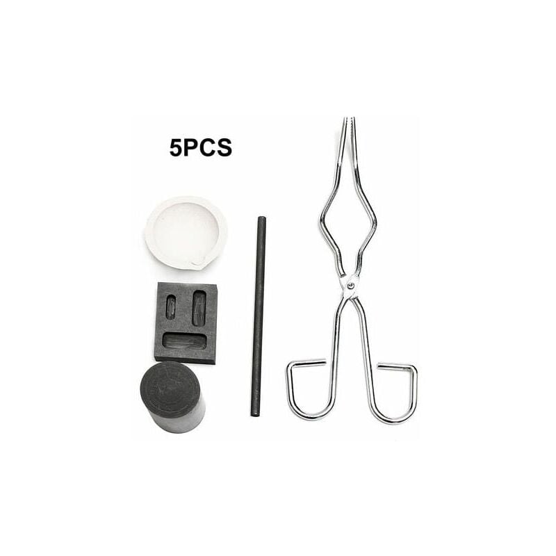 5Pcs Resistant a La Chaleur Coulee De Lingotiere Outil Smelting Or Argent Fournaise Kit Scrap Bijoux Raffinage De Fusion Metal Or Forge Set Graphite
