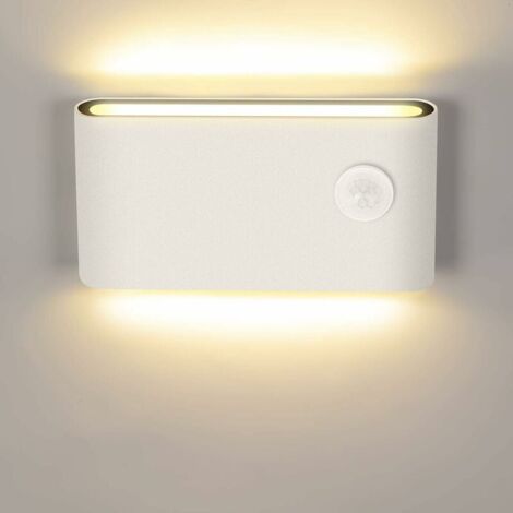 Candyse Aplique LED de 12 W con sensor de movimiento Aplique moderno para interior/exterior 3000 K blanco cálido IP65 Aplique de inducción para escaleras pasillo balcón.
