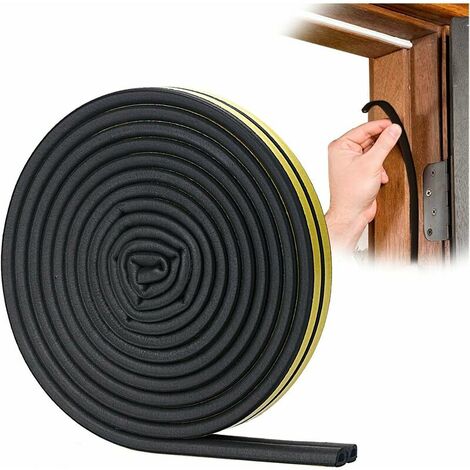 Candyse Bande de Joint D-Profil, Calfeutreur Les Porte et Fenêtres avec Forte Adhérence, Isoler du Bruit et Anti-intempéries, 6 Metres (Noir)