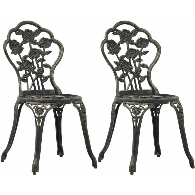 Candyse - Chaises de bistro 2 pcs Bronze Aluminium coulé