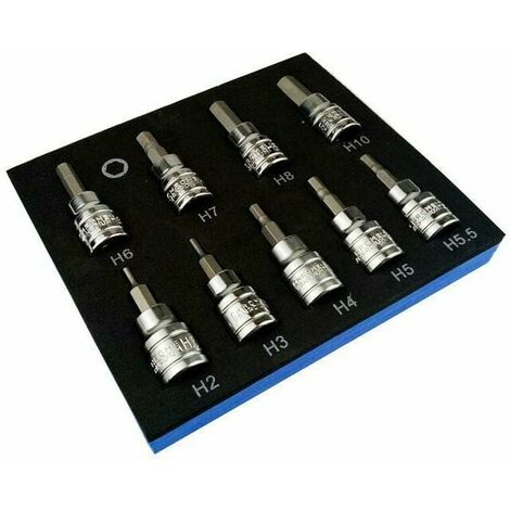 Candyse Coffret cliquet et douilles Jeu de 9 douilles hexagonales pour clé Allen métrique 3/8" Dr Drive 2-10mm