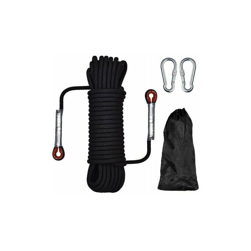 Corde d'escalade corde tressée corde à linge corde d'escalade 10 mètres noir 12mm - Ulisem