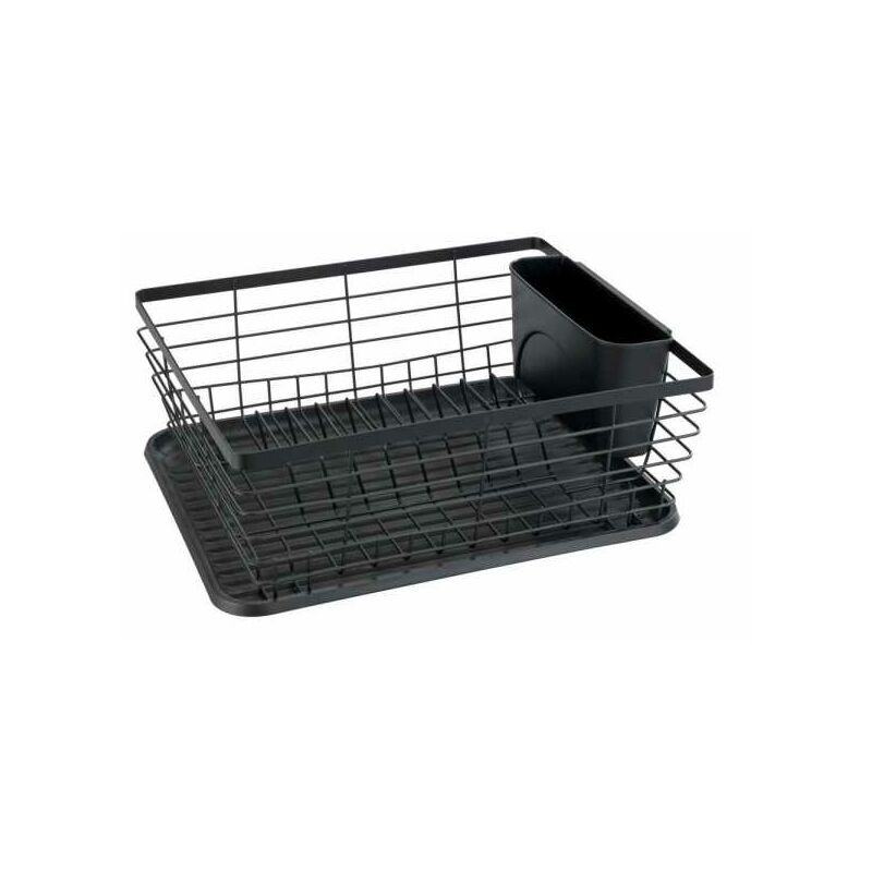 Ulisem - gouttoir vaisselle noir Drip, Egouttoir vaisselle cuisine noir, plateau amovible, métal - plastique, 36x15x30,3 cm, noir