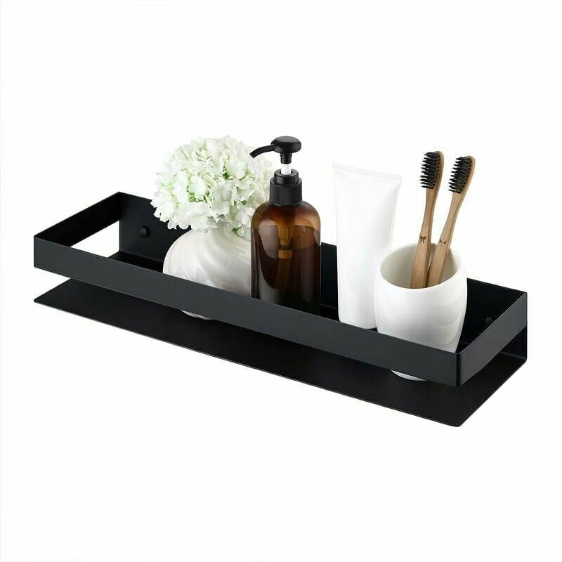 Etagere Murale Salle De Bain Etagere Douche Acier Inoxydable 40 cm Etagère Murale Acier Noir, - Ulisem