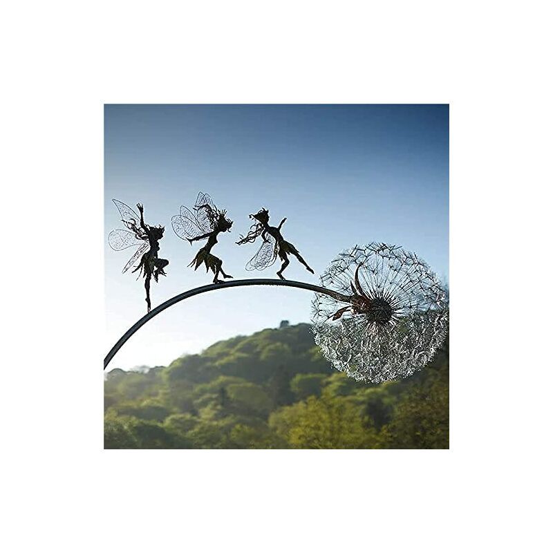 Fées Et Pissenlits Dansent Ensemble Fées Et Pissenlits Dansent Ensemble Piquets De Jardin Décor Jardin Art Ornements De Pelouse en Plein Air Fées