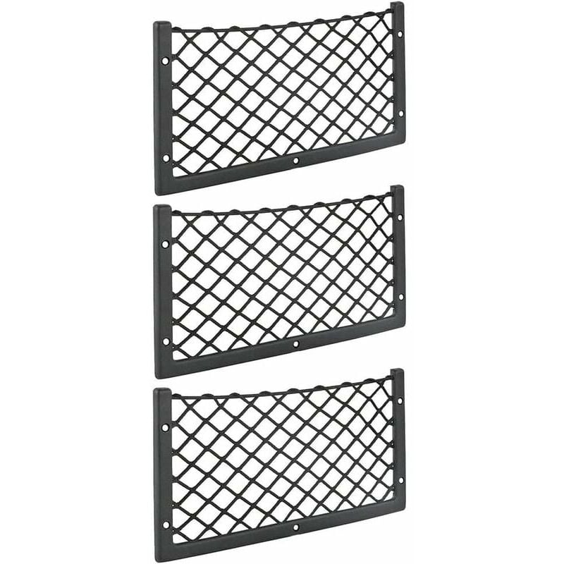 Ulisem - Lot de 3 filets de rangement pour voiture - 36 x 18 cm - Haute élasticité, filet de rangement pour bagages, magazines - T4 T5 T6 - Pour van,