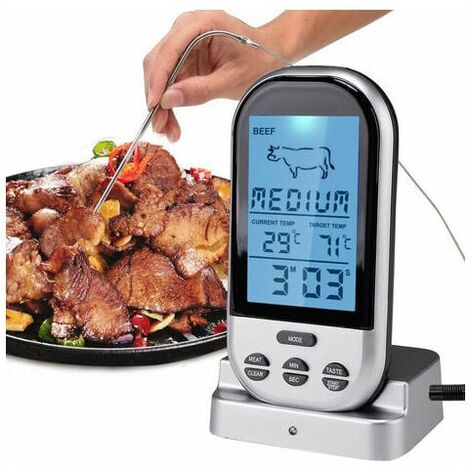 TURATA Thermomètre à viande sans fil avec minuteur, 2 sondes de