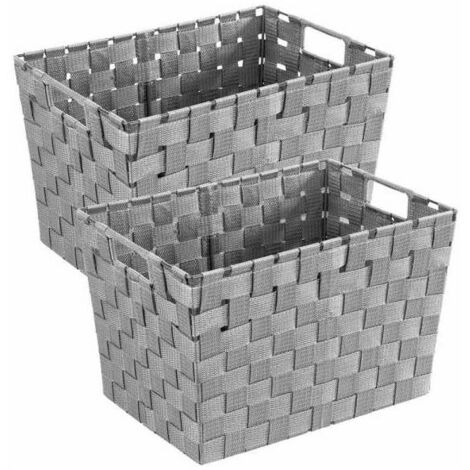 Candyse Panier salle de bain Adria M, rangement salle de bain avec poignées de transport, Lot de 2, Polypropylène, 35x25,5x22 cm, gris