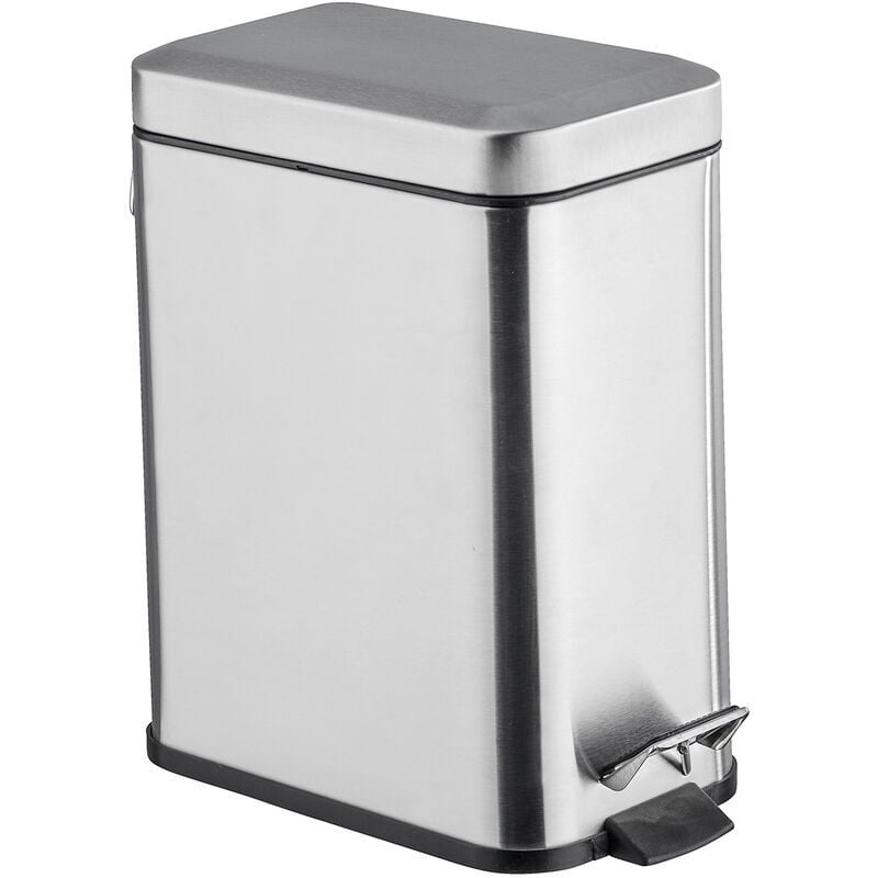 Petite Poubelle Salle de Bain, Poubelle à pédale 5L, Square, Acier inox, 14x29,5x28 cm, aspect mat - Ulisem