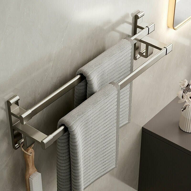 Ulisem - Porte-serviettes de salle de bain sans trous porte-serviettes double bras salle de bain double espace porte-serviettes de salle de bain en