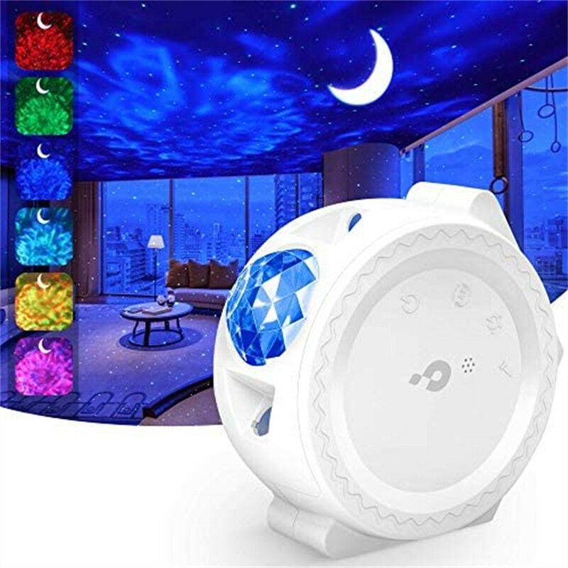 Ulisem - Projecteur de ciel étoilé, Bluetooth, Kartokner 3 en 1 Projecteur Sky Light avec/LED Nuage et Lune, Commande Vocale, 13 Effets Lumineux