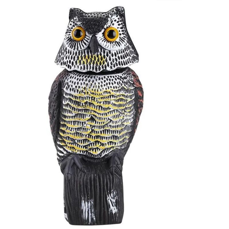 Ulisem - Réaliste effaroucheur d'oiseaux tête rotative son hibou rdeur leurre Protection répulsif antiparasitaire épouvantail jardin cour déplacer