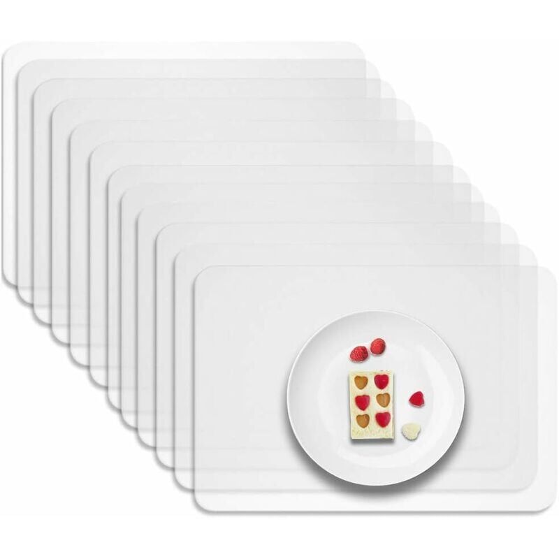 Ulisem - Sets de table transparents 12 pièces, sets de table en plastique lavables et anti-salissures, sets de table de qualité supérieure résistants