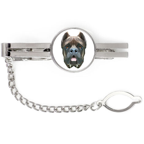 Cane Corso Italiano - fermacravatta geometrico con foto e scritta Art-Dog