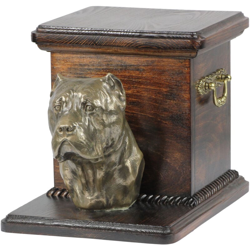 Cane Corso Italiano - une urne pour les cendres de chien avec une statuette, une urne élégante pour un chien, une urne unique avec un buste de chien