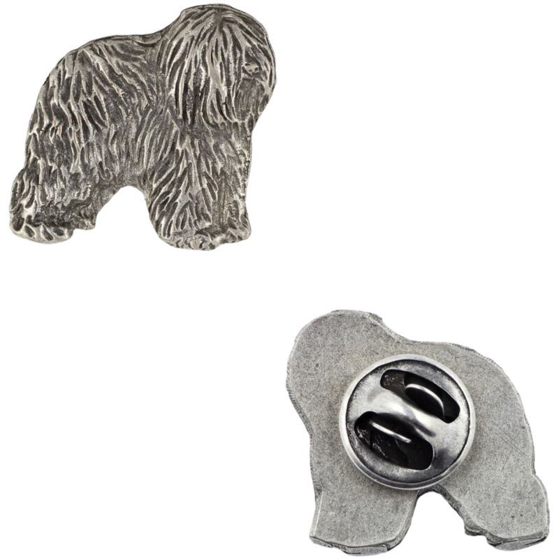 Image of Cane da pastore polacco di pianura, PON - spilla per cani placcata in argento, spilla elegante, decorazione per bavero giacca di Art-Dog