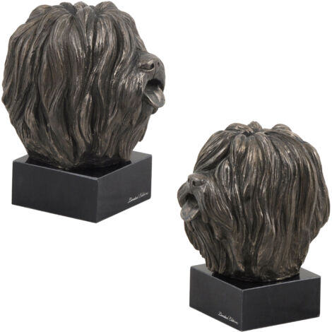 Cane da pastore polacco di pianura, PON - statuetta di cane, busto su base di pietra, scultura, trofeo per la mostra canina Art-Dog